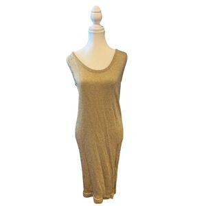 CW‎ Clifford & Willis Gold Metallic Stretch Midi Dress Sleeveless | Size S